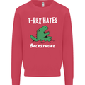T-Rex Hates Backstroke Funny Swimmer Swim Kids Sweatshirt Jumper Heliconia