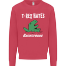 T-Rex Hates Backstroke Funny Swimmer Swim Kids Sweatshirt Jumper Heliconia