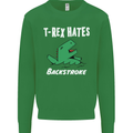 T-Rex Hates Backstroke Funny Swimmer Swim Kids Sweatshirt Jumper Irish Green