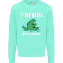 T-Rex Hates Backstroke Funny Swimmer Swim Kids Sweatshirt Jumper Peppermint