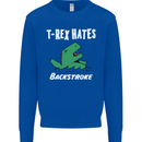 T-Rex Hates Backstroke Funny Swimmer Swim Kids Sweatshirt Jumper Royal Blue