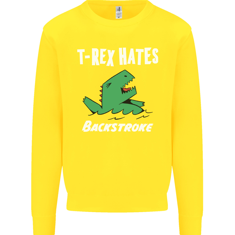 T-Rex Hates Backstroke Funny Swimmer Swim Kids Sweatshirt Jumper Yellow
