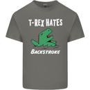 T-Rex Hates Backstroke Funny Swimmer Swim Kids T-Shirt Childrens Charcoal