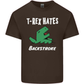 T-Rex Hates Backstroke Funny Swimmer Swim Kids T-Shirt Childrens Chocolate