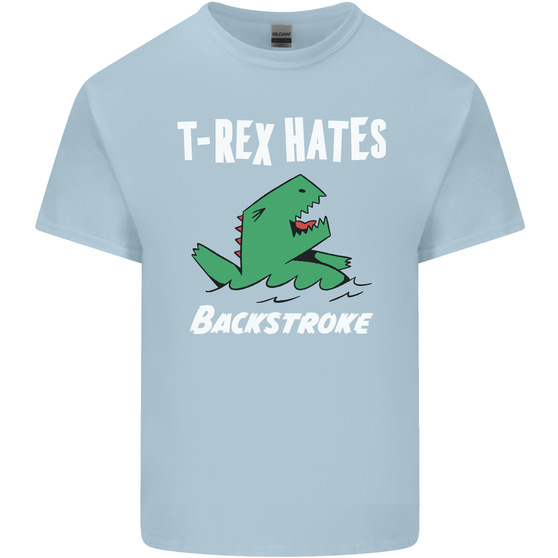 T-Rex Hates Backstroke Funny Swimmer Swim Kids T-Shirt Childrens Light Blue