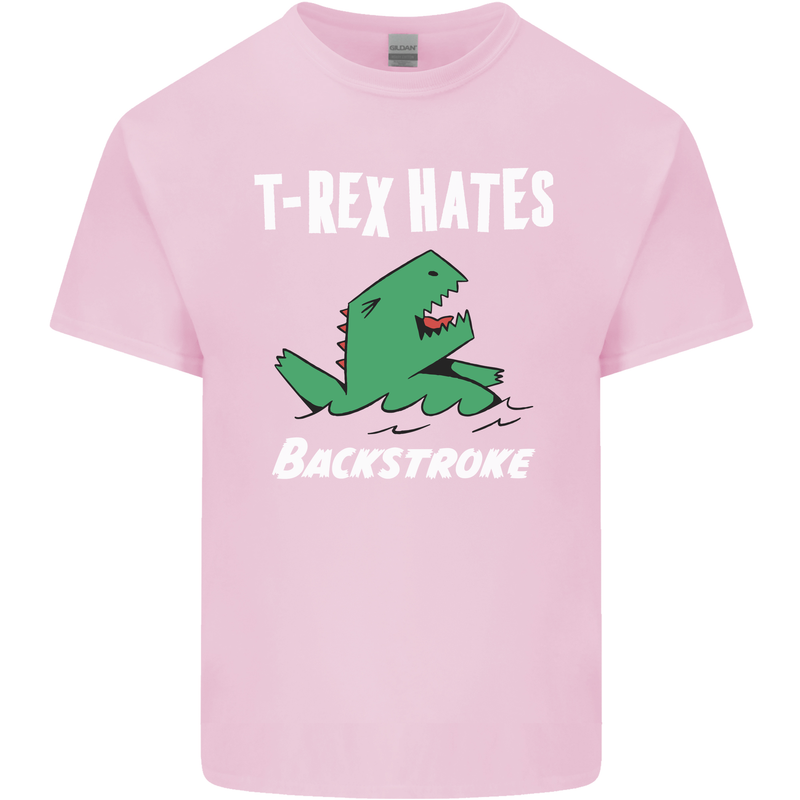 T-Rex Hates Backstroke Funny Swimmer Swim Kids T-Shirt Childrens Light Pink