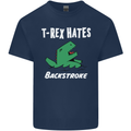 T-Rex Hates Backstroke Funny Swimmer Swim Kids T-Shirt Childrens Navy Blue