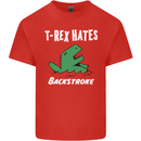T-Rex Hates Backstroke Funny Swimmer Swim Kids T-Shirt Childrens Red