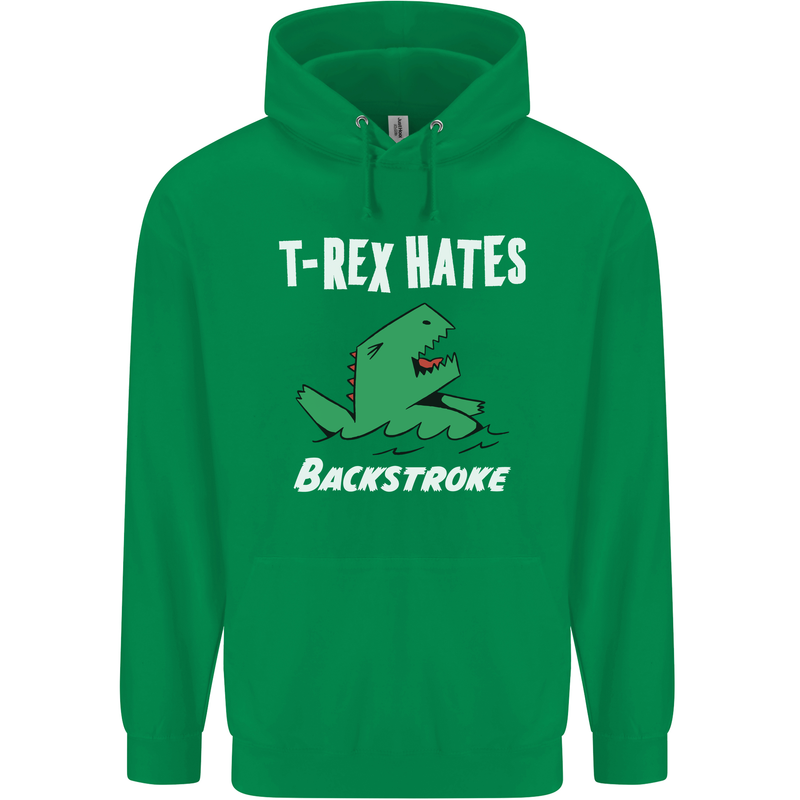 T-Rex Hates Backstroke Funny Swimmer Swim Mens 80% Cotton Hoodie Irish Green