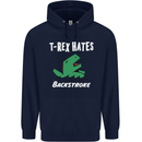 T-Rex Hates Backstroke Funny Swimmer Swim Mens 80% Cotton Hoodie Navy Blue