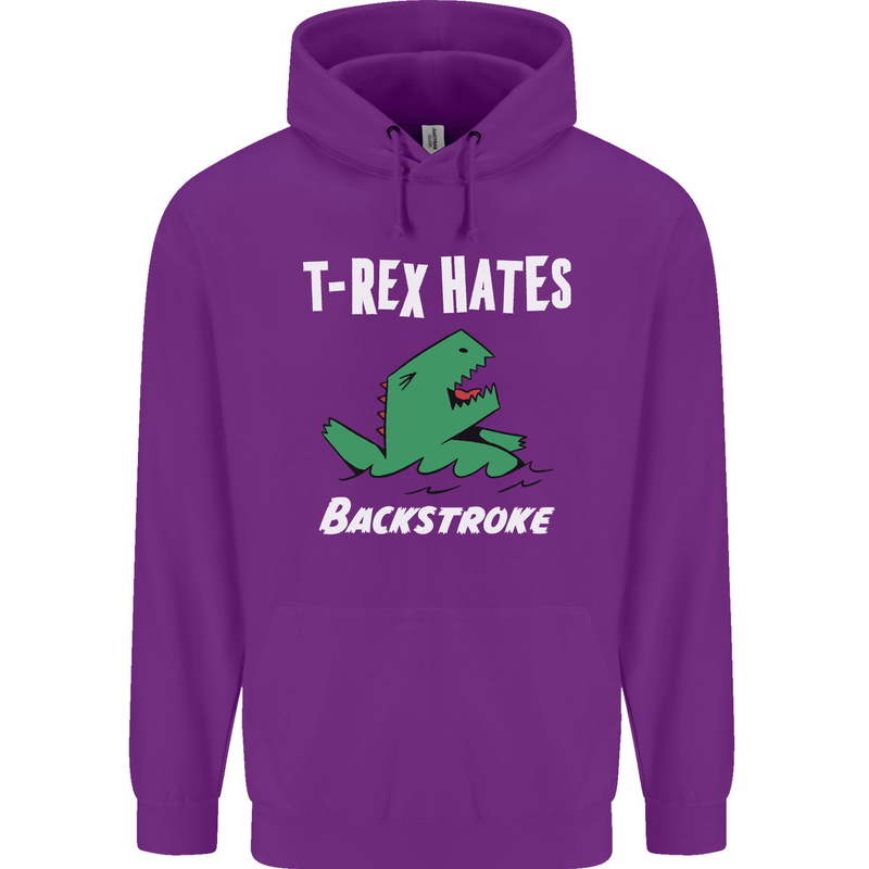 T-Rex Hates Backstroke Funny Swimmer Swim Mens 80% Cotton Hoodie Purple