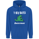 T-Rex Hates Backstroke Funny Swimmer Swim Mens 80% Cotton Hoodie Royal Blue