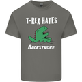 T-Rex Hates Backstroke Funny Swimmer Swim Mens Cotton T-Shirt Tee Top Charcoal
