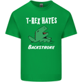 T-Rex Hates Backstroke Funny Swimmer Swim Mens Cotton T-Shirt Tee Top Irish Green