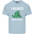 T-Rex Hates Backstroke Funny Swimmer Swim Mens Cotton T-Shirt Tee Top Light Blue