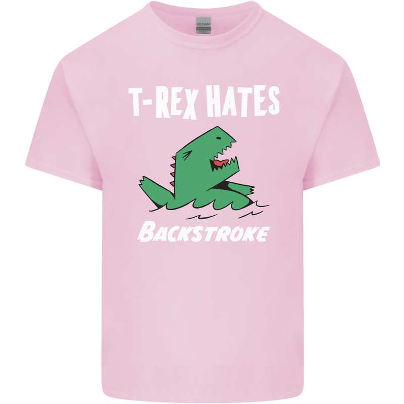 T-Rex Hates Backstroke Funny Swimmer Swim Mens Cotton T-Shirt Tee Top Light Pink