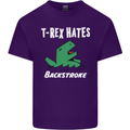 T-Rex Hates Backstroke Funny Swimmer Swim Mens Cotton T-Shirt Tee Top Purple