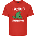 T-Rex Hates Backstroke Funny Swimmer Swim Mens Cotton T-Shirt Tee Top Red