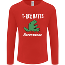 T-Rex Hates Backstroke Funny Swimmer Swim Mens Long Sleeve T-Shirt Red