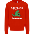 T-Rex Hates Backstroke Funny Swimmer Swim Mens Sweatshirt Jumper Bright Red