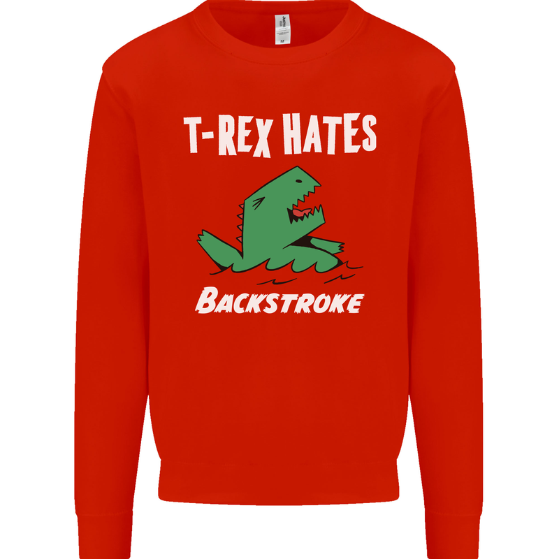 T-Rex Hates Backstroke Funny Swimmer Swim Mens Sweatshirt Jumper Bright Red