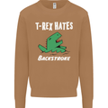T-Rex Hates Backstroke Funny Swimmer Swim Mens Sweatshirt Jumper Caramel Latte