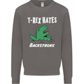 T-Rex Hates Backstroke Funny Swimmer Swim Mens Sweatshirt Jumper Charcoal