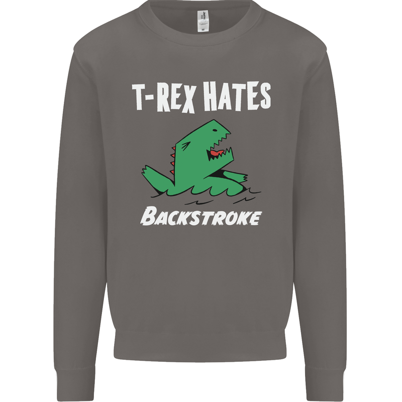 T-Rex Hates Backstroke Funny Swimmer Swim Mens Sweatshirt Jumper Charcoal
