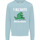 T-Rex Hates Backstroke Funny Swimmer Swim Mens Sweatshirt Jumper Light Blue