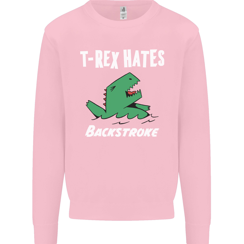T-Rex Hates Backstroke Funny Swimmer Swim Mens Sweatshirt Jumper Light Pink
