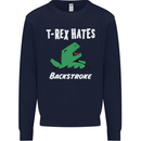 T-Rex Hates Backstroke Funny Swimmer Swim Mens Sweatshirt Jumper Navy Blue