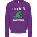 T-Rex Hates Backstroke Funny Swimmer Swim Mens Sweatshirt Jumper Purple