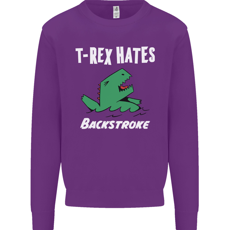 T-Rex Hates Backstroke Funny Swimmer Swim Mens Sweatshirt Jumper Purple