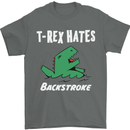 T-Rex Hates Backstroke Funny Swimmer Swim Mens T-Shirt Cotton Gildan Charcoal
