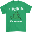 T-Rex Hates Backstroke Funny Swimmer Swim Mens T-Shirt Cotton Gildan Irish Green