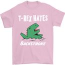 T-Rex Hates Backstroke Funny Swimmer Swim Mens T-Shirt Cotton Gildan Light Pink