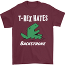 T-Rex Hates Backstroke Funny Swimmer Swim Mens T-Shirt Cotton Gildan Maroon