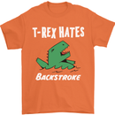 T-Rex Hates Backstroke Funny Swimmer Swim Mens T-Shirt Cotton Gildan Orange