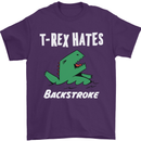 T-Rex Hates Backstroke Funny Swimmer Swim Mens T-Shirt Cotton Gildan Purple