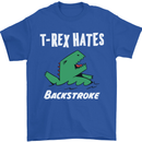 T-Rex Hates Backstroke Funny Swimmer Swim Mens T-Shirt Cotton Gildan Royal Blue