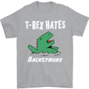 T-Rex Hates Backstroke Funny Swimmer Swim Mens T-Shirt Cotton Gildan Sports Grey