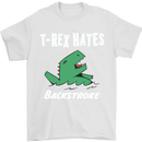 T-Rex Hates Backstroke Funny Swimmer Swim Mens T-Shirt Cotton Gildan White