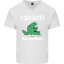 T-Rex Hates Backstroke Funny Swimmer Swim Mens V-Neck Cotton T-Shirt White