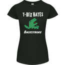 T-Rex Hates Backstroke Funny Swimmer Swim Womens Petite Cut T-Shirt Black