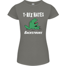 T-Rex Hates Backstroke Funny Swimmer Swim Womens Petite Cut T-Shirt Charcoal
