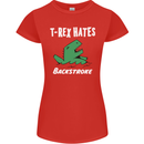 T-Rex Hates Backstroke Funny Swimmer Swim Womens Petite Cut T-Shirt Red
