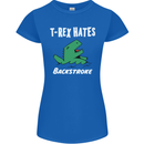 T-Rex Hates Backstroke Funny Swimmer Swim Womens Petite Cut T-Shirt Royal Blue