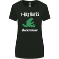 T-Rex Hates Backstroke Funny Swimmer Swim Womens Wider Cut T-Shirt Black