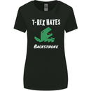 T-Rex Hates Backstroke Funny Swimmer Swim Womens Wider Cut T-Shirt Black
