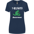 T-Rex Hates Backstroke Funny Swimmer Swim Womens Wider Cut T-Shirt Navy Blue